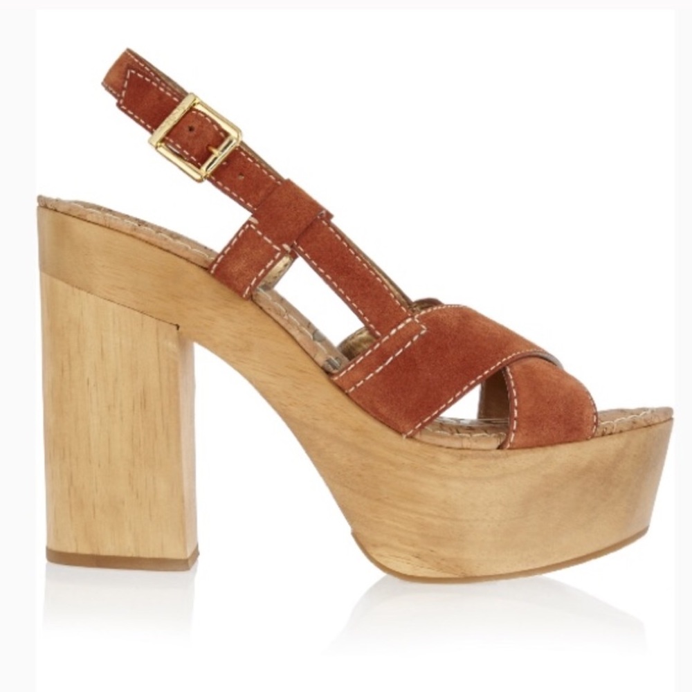 Sam Edelman ginger spice Mae wood platform sandals